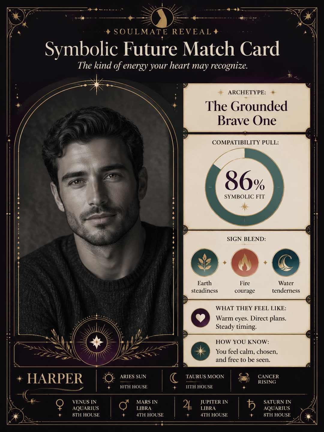 Symbolic Future Match Card for Harper, a personalized May Moon visual report preview.